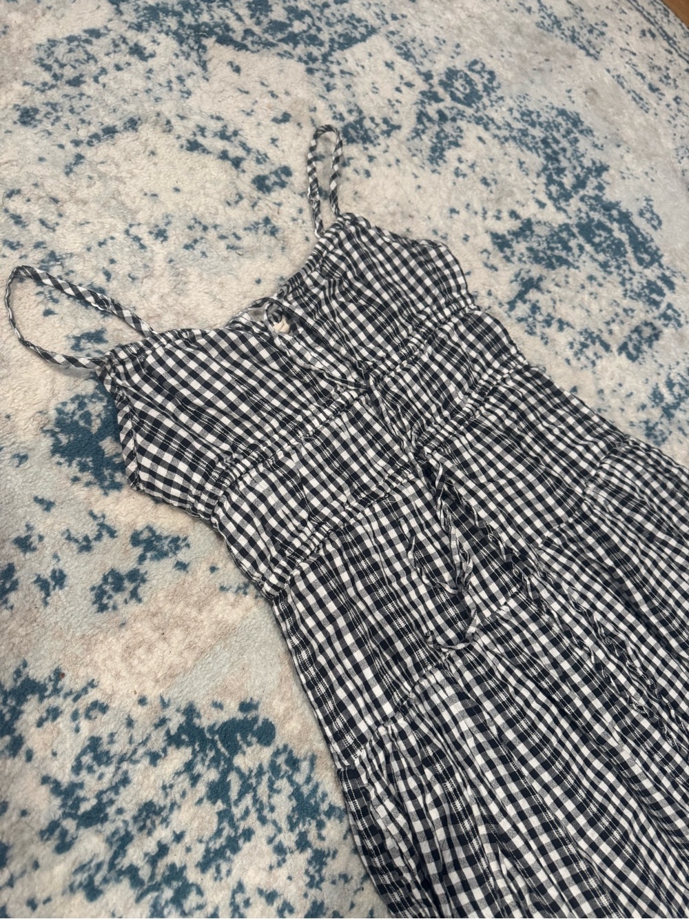 Black & White Gingham Tiered Midi Sundress - Picture 2 of 4